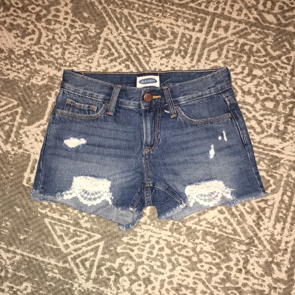 Old navy Shorts girls size 8 denim with lace crochet festival cottagecore